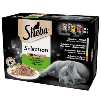 SHEBA saszetka 12x85g Select Slices in Gravy - mokra karma dla kotów w sosie (z łososiem, z białą rybą, z kurczakiem, z wołowiną)