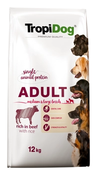 Tropidog Premium Adult Medium & Large Breed Wołowina Z Ryżem 12kg