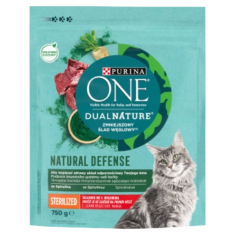 Purina One Dual Nature Spirulina Karma Dla Dorosłych Kotów Wołowina 750g