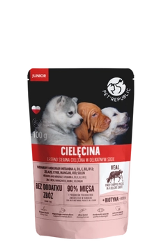 PetRepublic JUNIOR drobno siekane kawałki w delikatnym sosie - cielęcina 100g dla psa