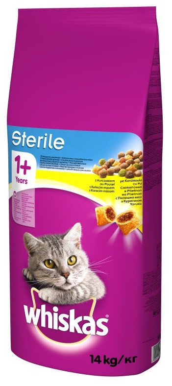 WHISKAS Karma Sucha Dla Kota Po Sterylizacji 1+ Sterile Z Kurczakiem 14kg