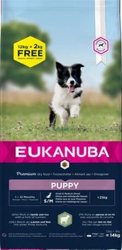 Eukanuba Puppy&Junior Small/Medium Lamb&Rice 12kg +2kg GRATIS