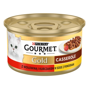 Purina Gourmet Gold z wołowiną i kurczakiem w sosie z pomidorami 85g