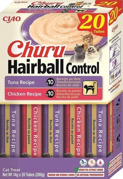 Inaba Churu Hairball Control Przysmak Dla Kotów Kurczak Tuńczyk 20x14g