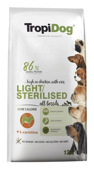 Tropidog Premium Light Sterilised Kurczak Z Ryżem 12kg