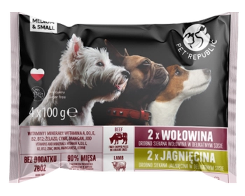 PetRepublic saszetki dla psa małe rasy wołowina - jagnięcina 4x100g