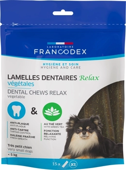 FRANCODEX Paski do gryzienia RELAX mini usuwające kamień i brzydki zapach z pyska 114 g/ 15 pasków