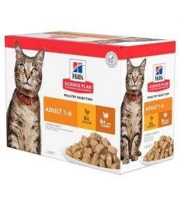 Hill's SP Science Plan Feline Adult Smaki Drobiowe 12x85g Saszetka